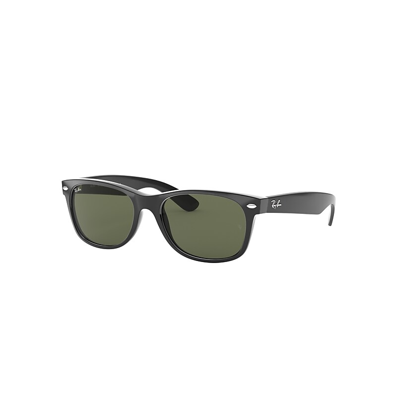 Ray-Ban New Wayfarer Classic Sunglasses Black Frame Green Lenses 55-18