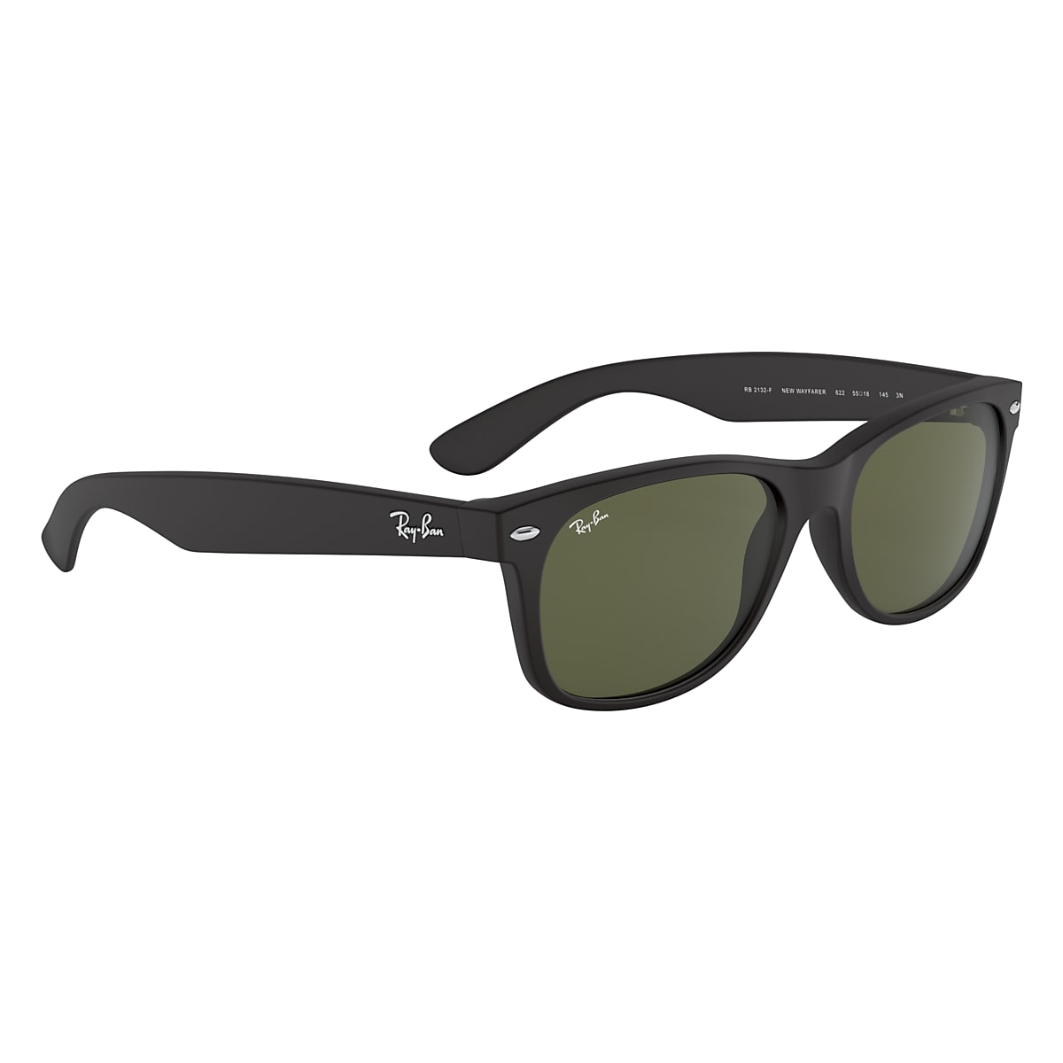 Ray-Ban Sunglasses New Wayfarer Matte Black Frame Green Lenses