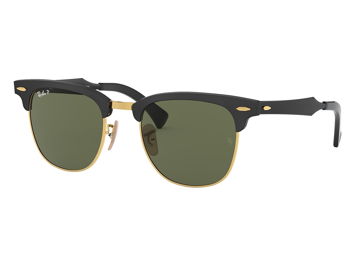 CLUBMASTER ALUMINUM Sunglasses in Black On Gold and 