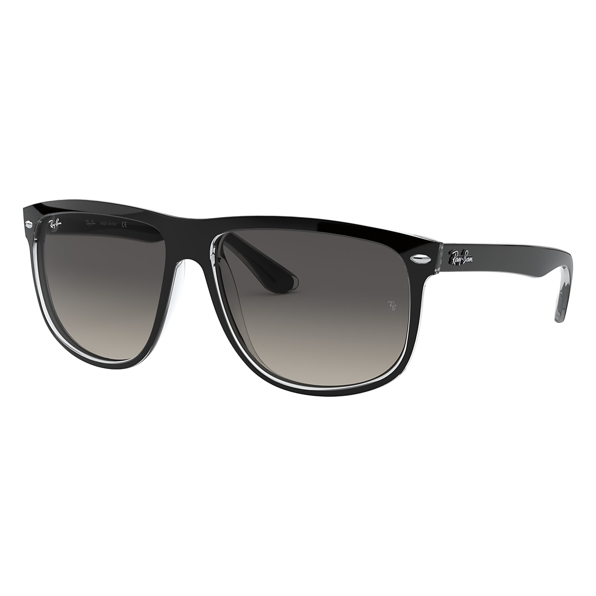 Boyfriend Sunglasses in Black On Transparent and Grey | Ray-Ban®