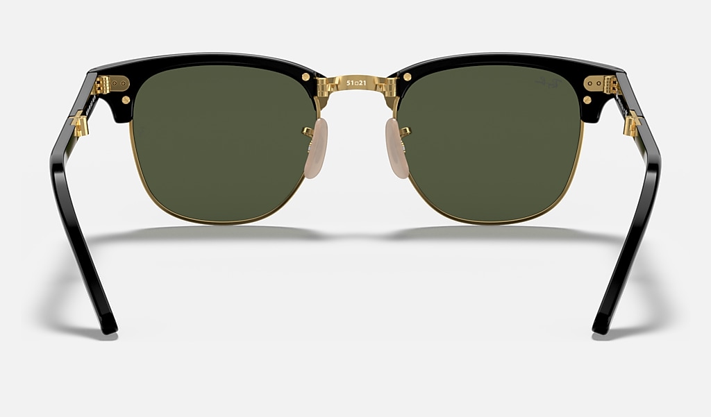 Clubmaster Folding Sunglasses Black and Green Ray-Ban®