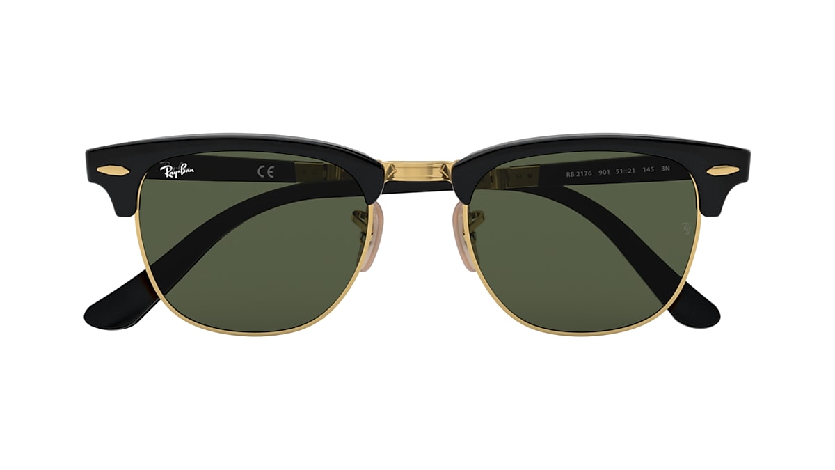 Clubmaster Folding Sunglasses in Black and Green | Ray-Ban®