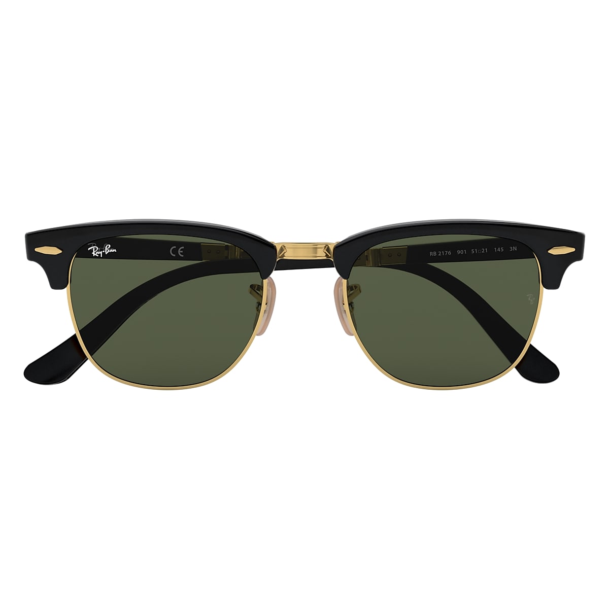 CLUBMASTER FOLDING Sunglasses in Black and Green - RB2176 | Ray