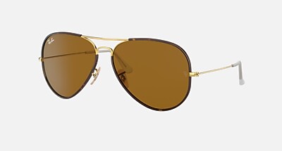 AVIATOR FULL COLOR Sunglasses in Arista Gold and B-15 Brown 