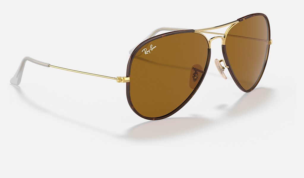 Aviator Full Color Sunglasses in Gold and Brown | Ray-Ban®