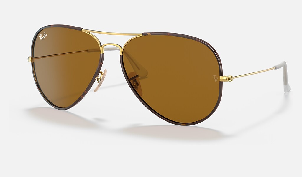 Aviator Full Color Sunglasses in Gold and Brown | Ray-Ban®