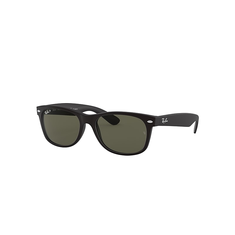 Ray-Ban New Wayfarer Classic Sunglasses Black Frame Green Lenses Polarized 52-18