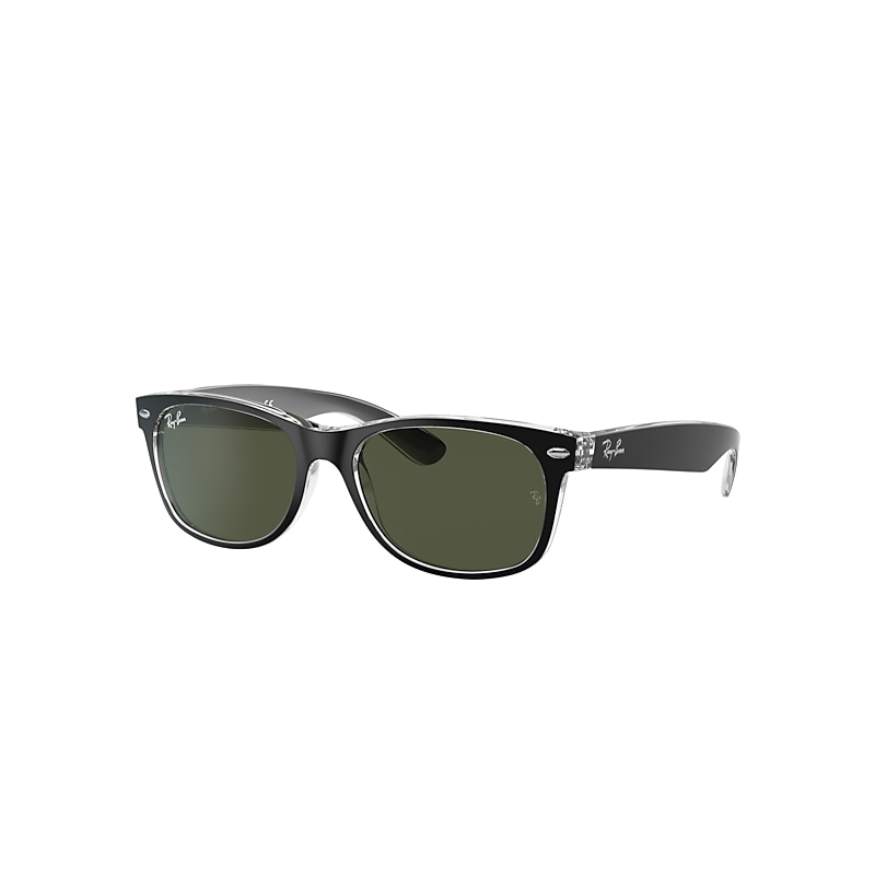 Ray-Ban New Wayfarer Color Mix Sunglasses Black Frame Green Lenses 52-18