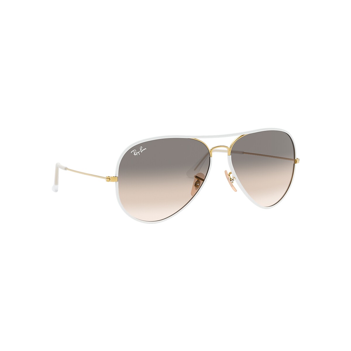 Aviator Full Color Sunglasses in White and Light Grey | Ray-Ban®