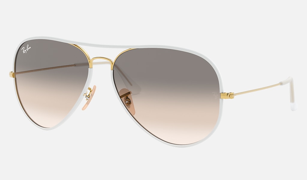 Aviator Full Color Sunglasses in White and Light Grey | Ray-Ban®