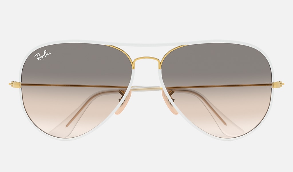 Aviator Full Color Sunglasses in White and Light Grey | Ray-Ban®