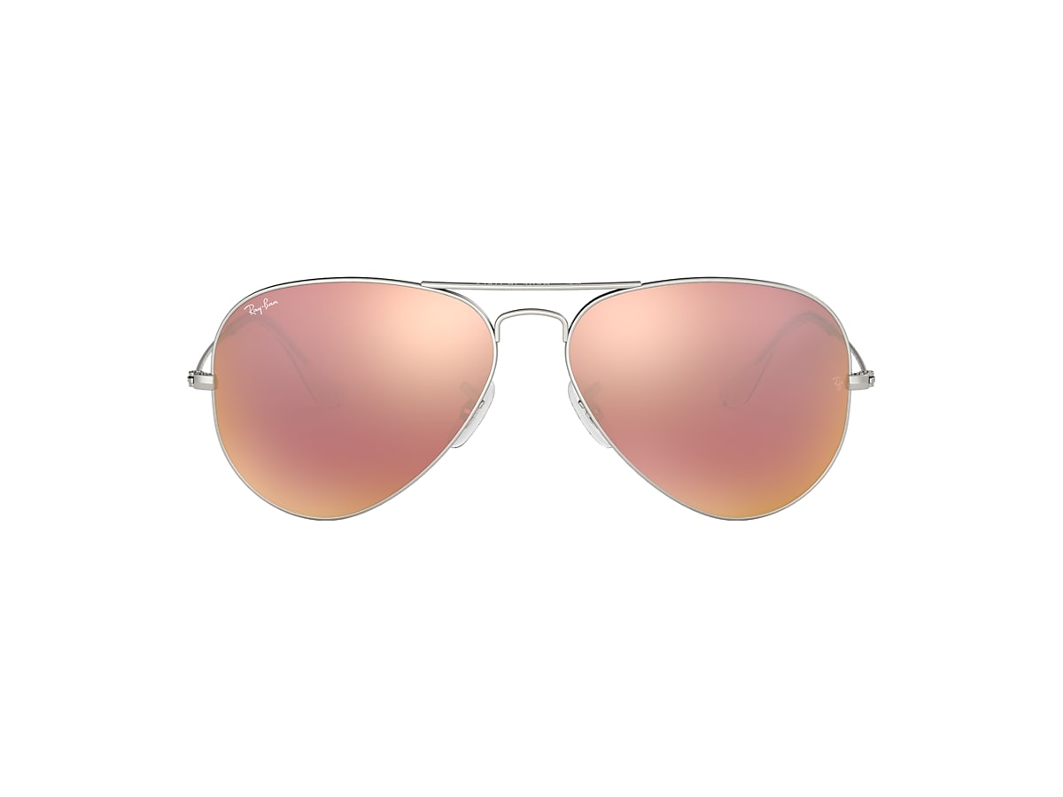 Ray-Ban Sunglasses Aviator Flash Lenses Silver Frame Copper Lenses