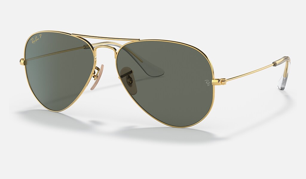 Aviator Solid Gold Sunglasses Gold Green | Ray-Ban®