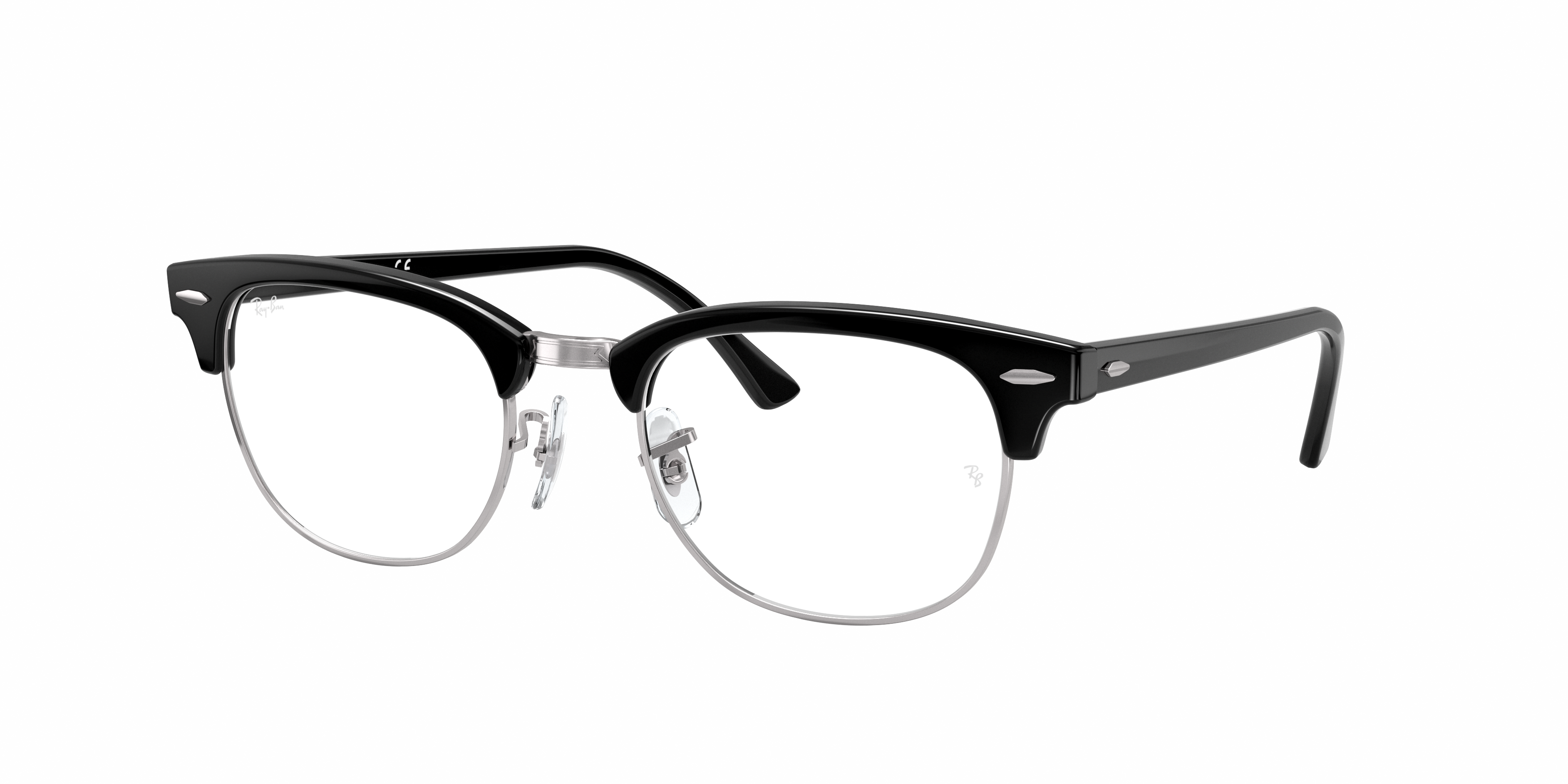 Clubmaster Optics Eyeglasses With Black On Silver Frame Ray Ban
