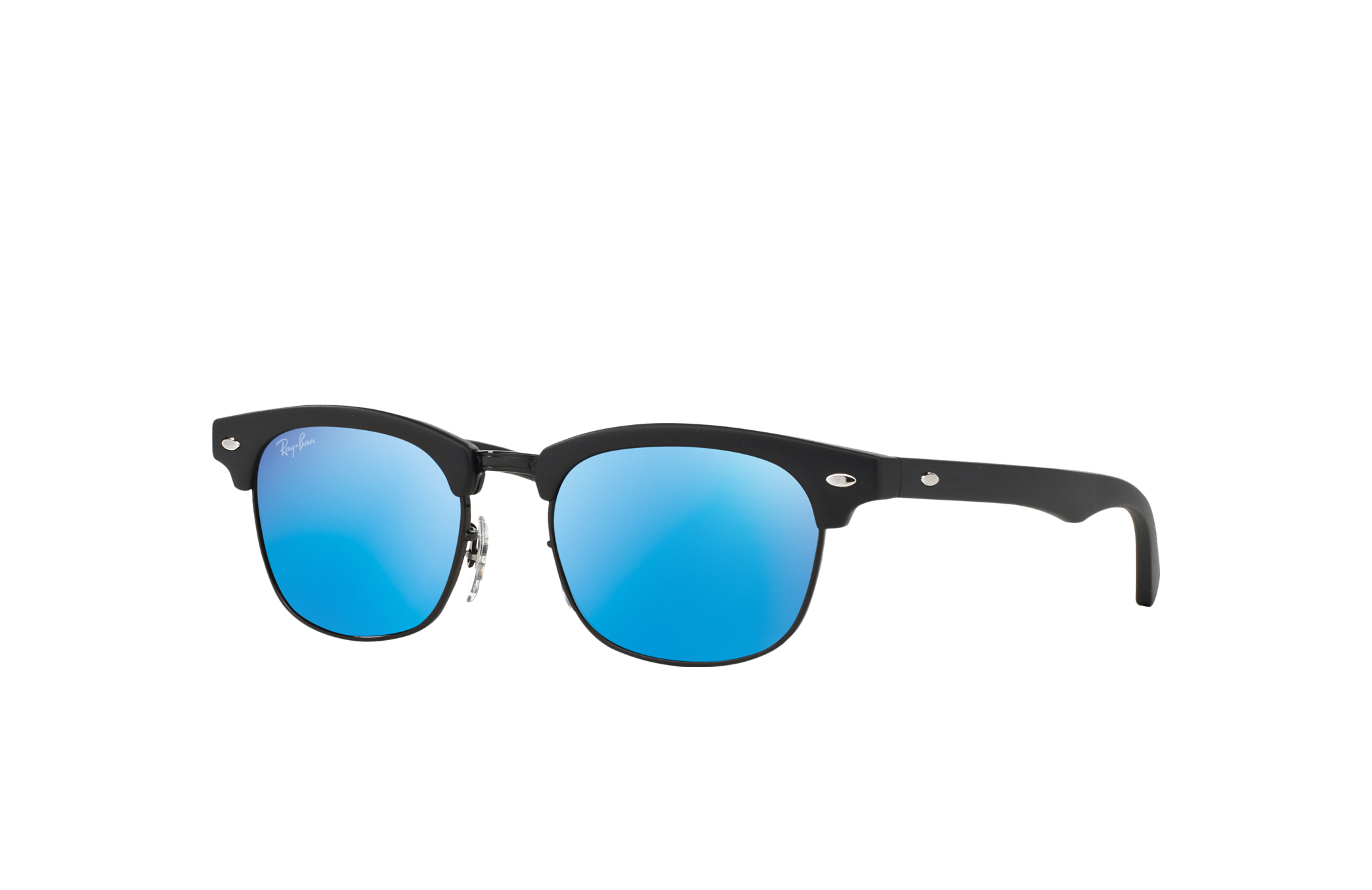 ray ban matte black blue mirror