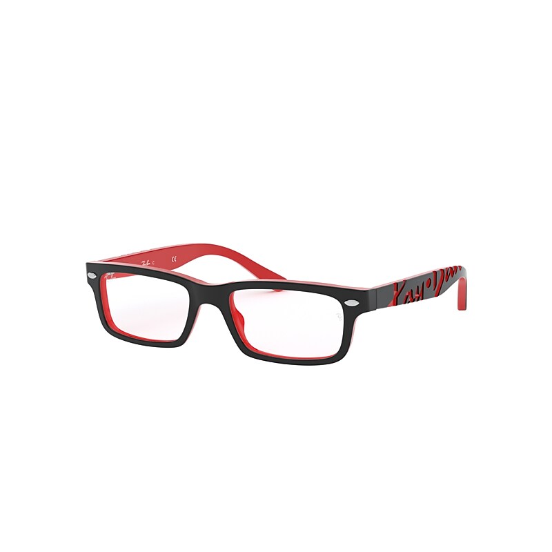 Ray-Ban Junior Rb1535 Optics Kids Eyeglasses Black On Red Frame Clear Lenses Polarized 48-16