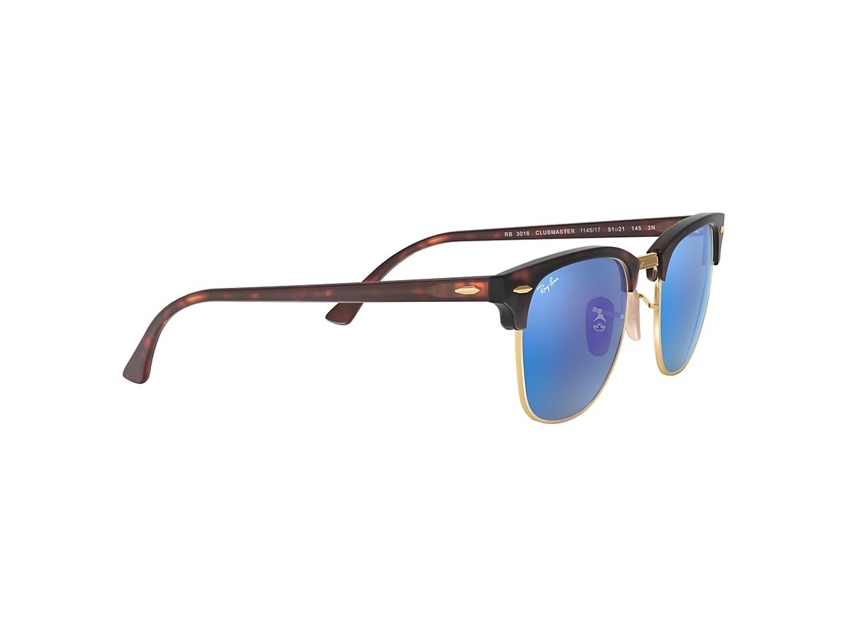 At first capitalism native Clubmaster Flash Lenses Sunglasses in Tortoise and Blue | Ray-Ban®