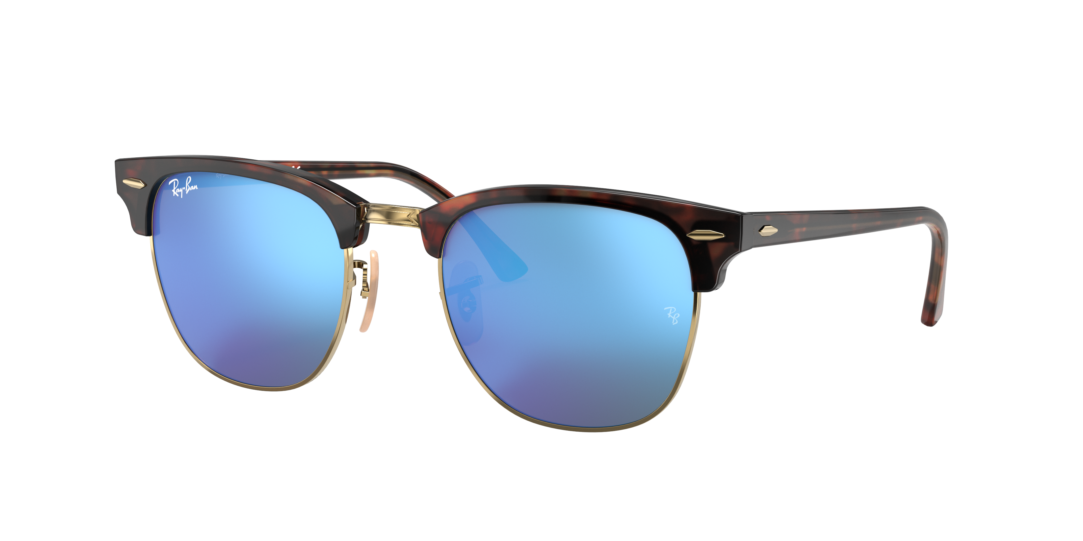 Clubmaster Flash Lenses in Havana Gold and Blue | Ray-Ban®