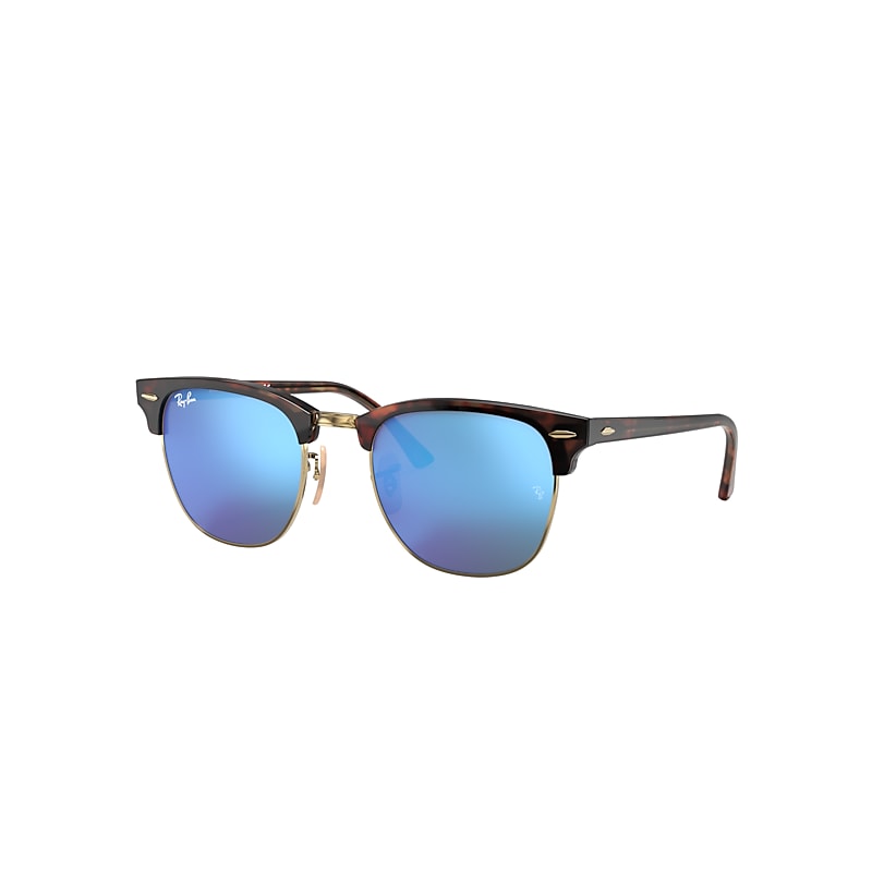 Ray-Ban Clubmaster Flash Lenses Sunglasses Tortoise Frame Blue Lenses 49-21