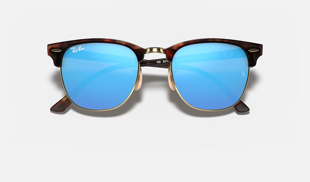 Clubmaster Flash Lenses Sunglasses in Tortoise and Blue | Ray-Ban®