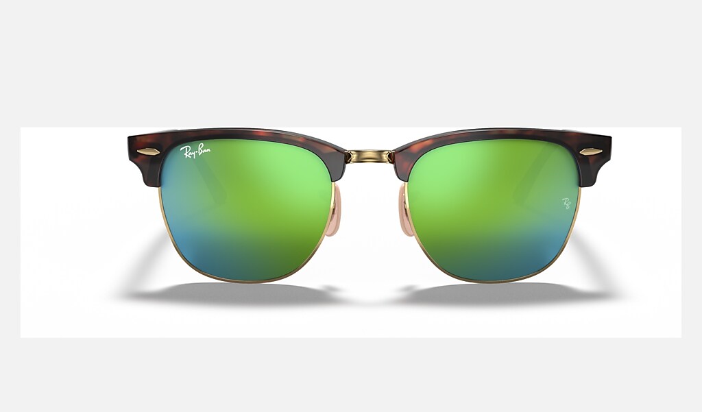 Clubmaster Flash Lenses Sunglasses in Sand Havana and Green | Ray-Ban®