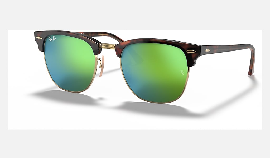 Clubmaster Flash Lenses Sunglasses in Sand Havana and Green | Ray-Ban®