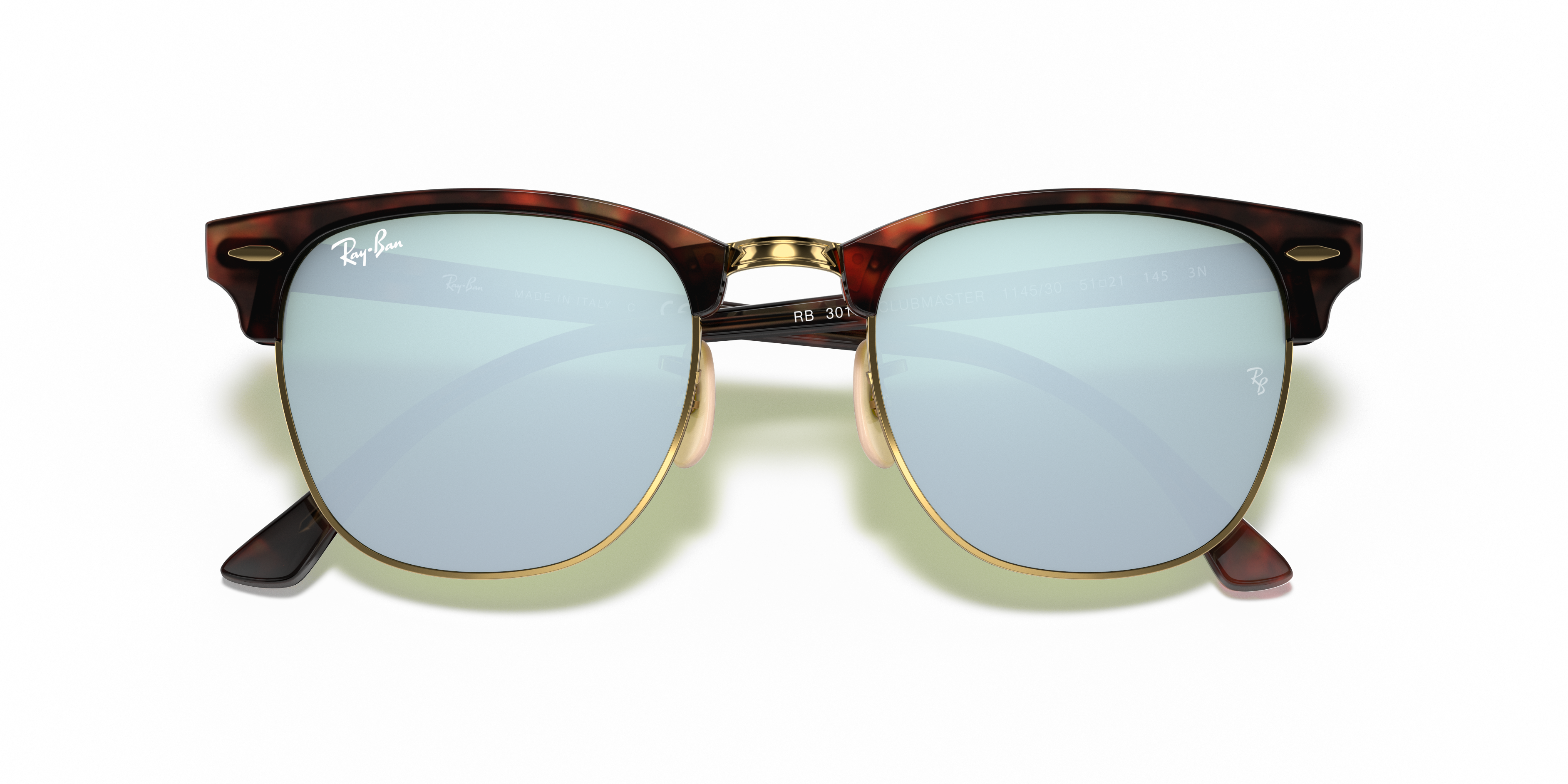 Clubmaster Flash Lenses Sunglasses in Havana On Gold and Silver 