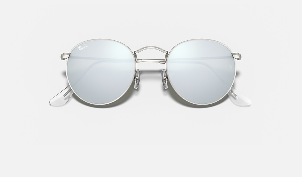 ray-ban 0rb3447-圆形闪光镜片 抛光 银色 sun closed front