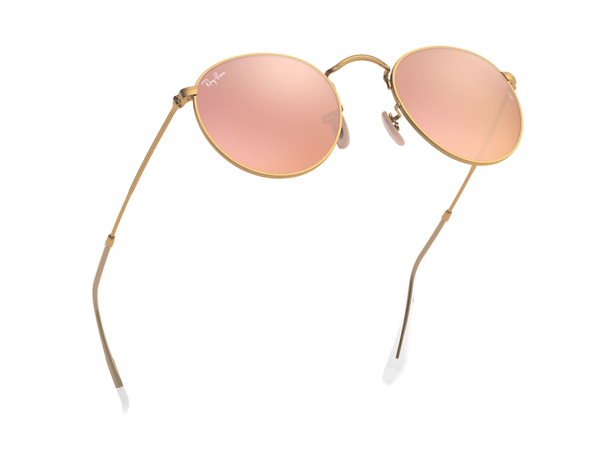 Round Flash Sunglasses in Gold Copper