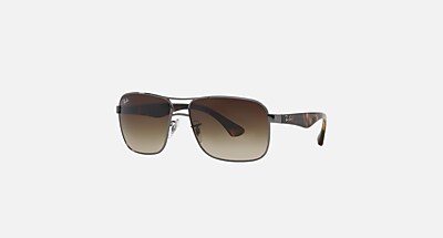 RB3516 Sunglasses in Gunmetal and Brown Gradient - RB3516 