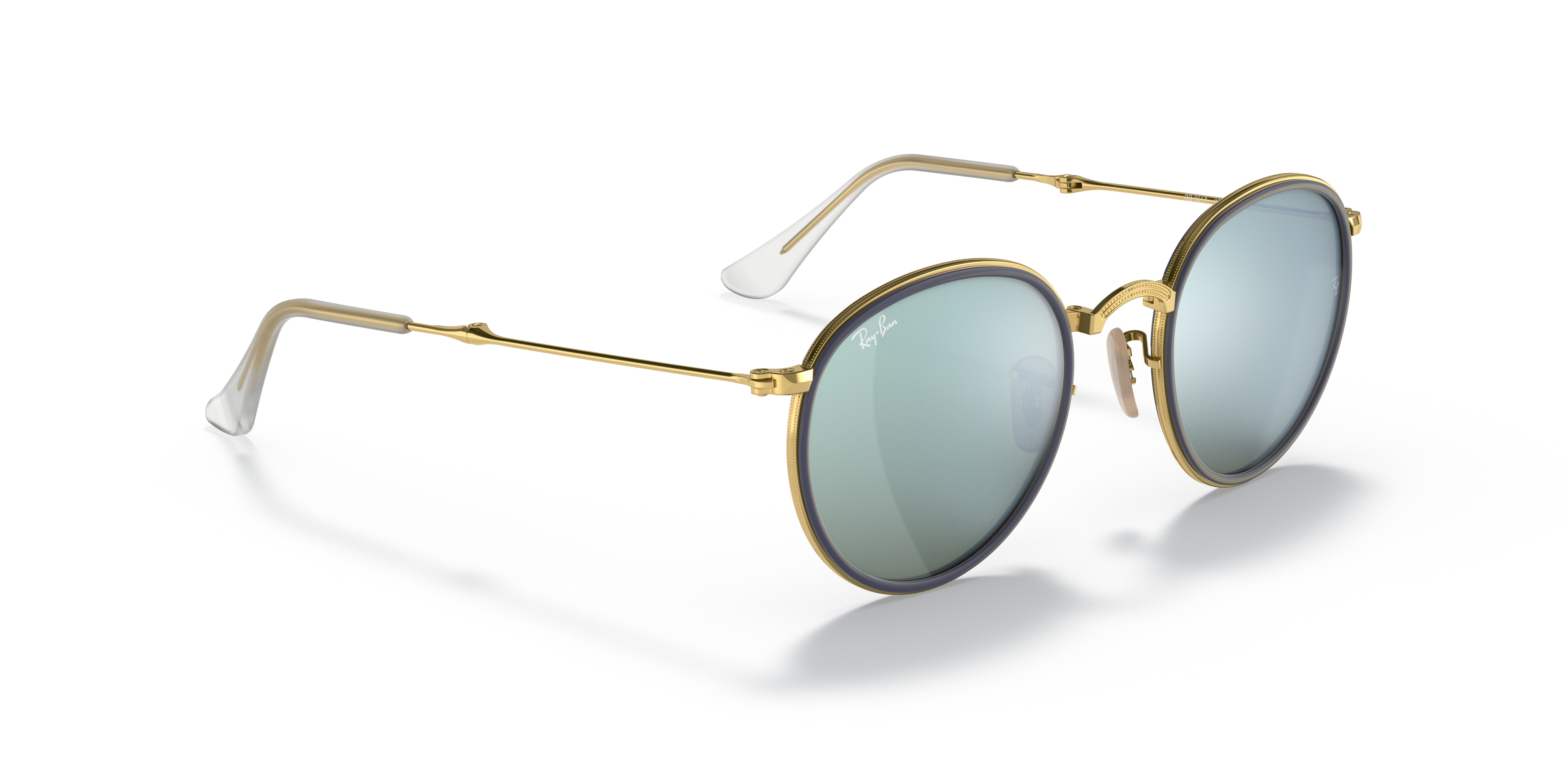 ray ban round folding gold