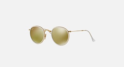 Ray Ban Round Folding Sunglasses RB3517 001/93 51 Gold/White Yellow Mirror Ray Ban Men main image 2