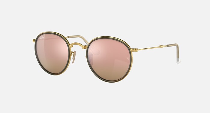 ROUND FOLDING Sunglasses in Arista Gold and Copper Flash - RB3517 