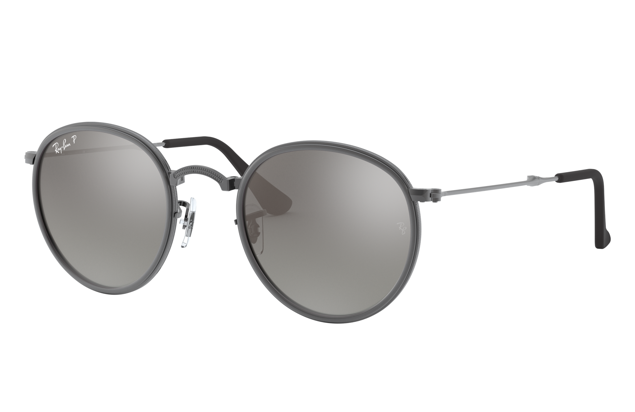 speaker Addiction Classroom Round Folding Sunglasses in Gunmetal and Silver | Ray-Ban®