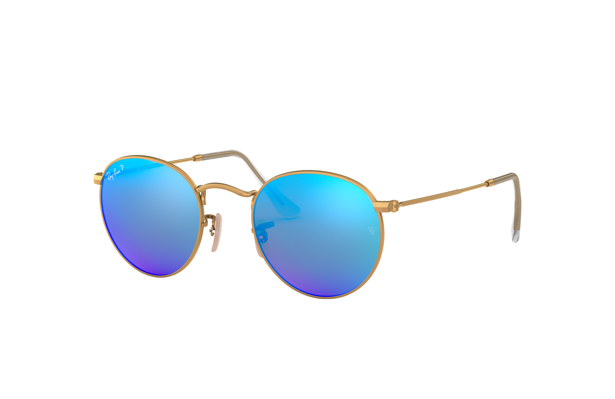 ray ban round metal blue flash