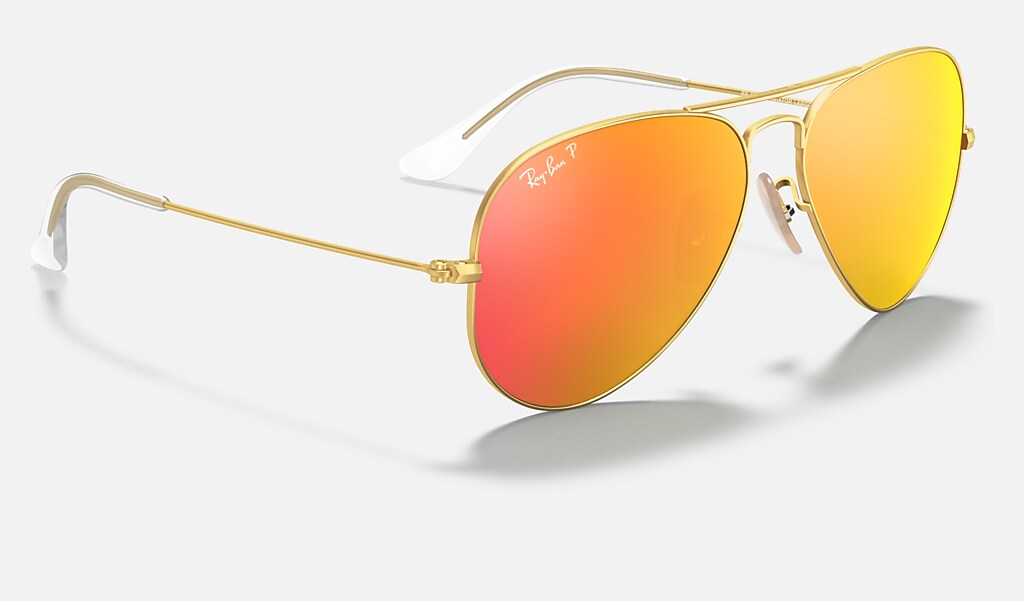 Aviator Flash Lenses Sunglasses in Gold and Orange | Ray-Ban®