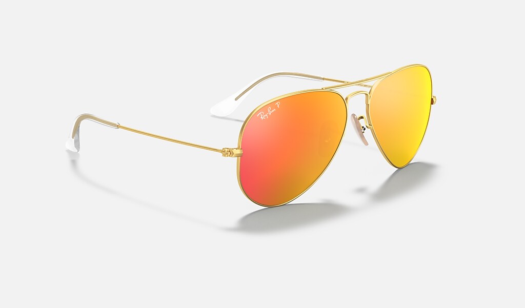 飞行员64闪光镜片 搭 金色 的 橙色 | ray-ban03 雷朋