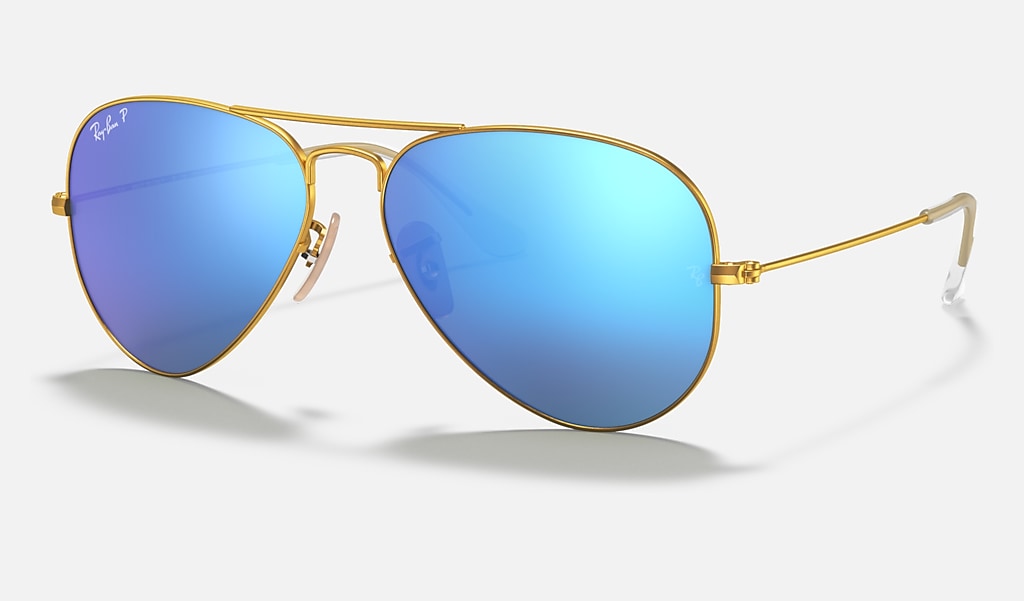 mezcla Evento todo lo mejor Gafas de Sol Aviator Flash Lenses en Oro y Azul | Ray-Ban®