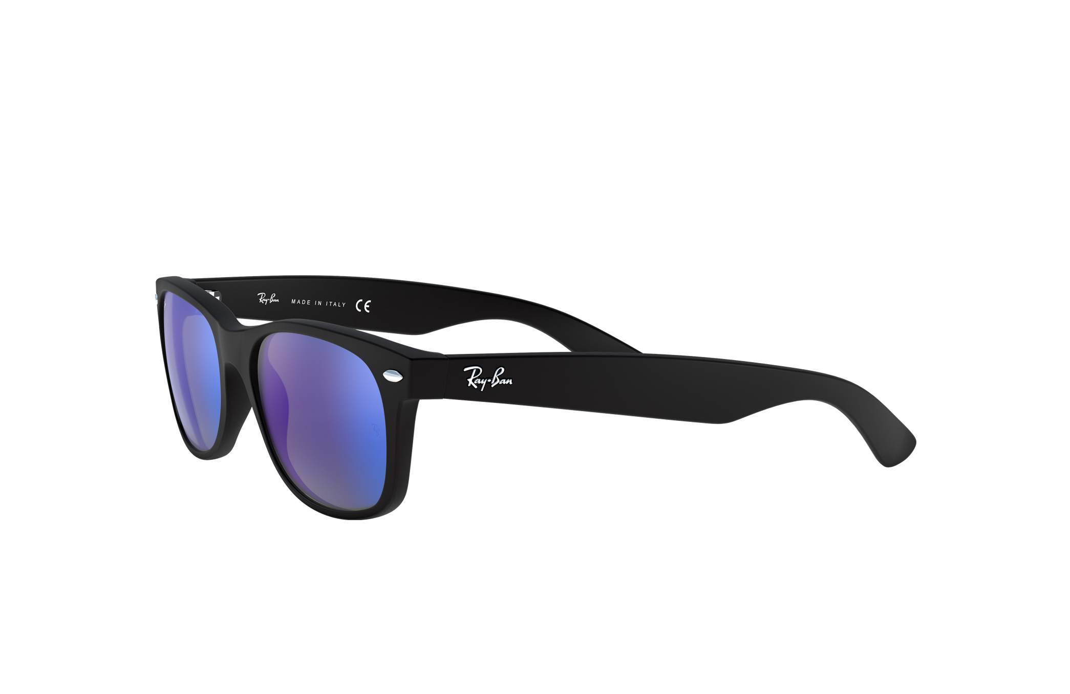 Ray-Ban Sunglasses New Wayfarer Flash Black Frame Blue Lenses