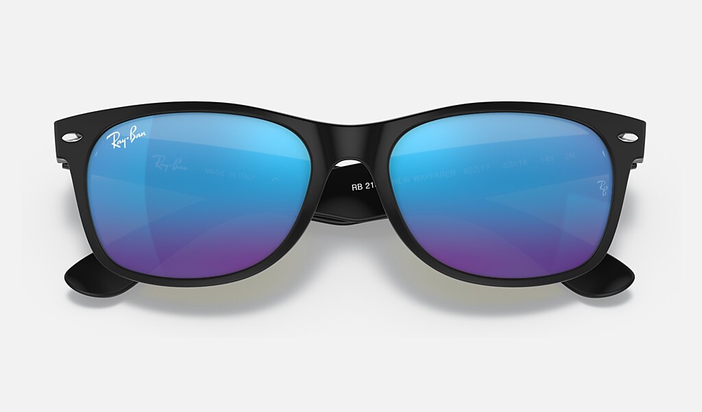 black and blue ray ban glasses