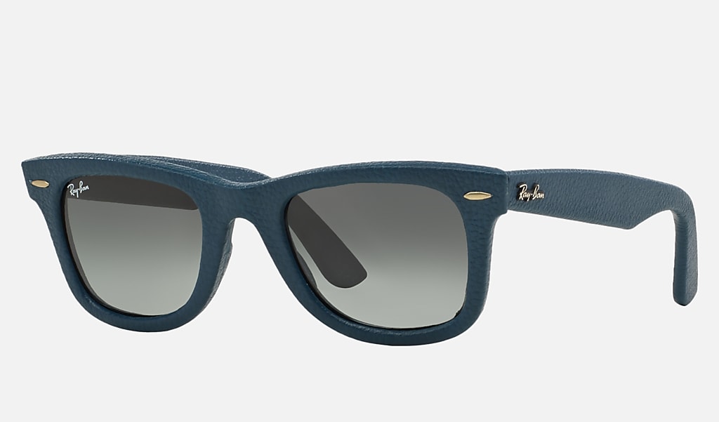 Wayfarer Leather Sunglasses in Blue and Grey | Ray-Ban®