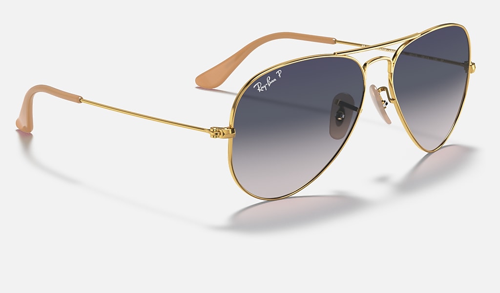 Aviator Gradient Sunglasses in Gold and Blue/Grey | Ray-Ban®
