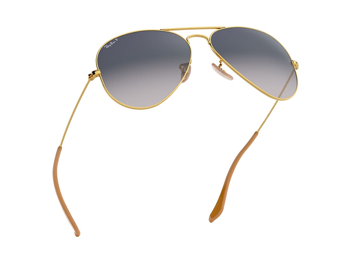 Mus Buitengewoon Maar Aviator Gradient Sunglasses in Gold and Blue/Grey | Ray-Ban®