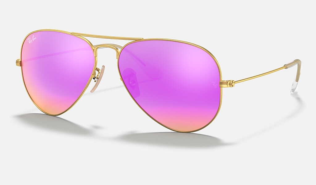 straffen schilder gelijkheid Aviator Flash Lenses Sunglasses in Gold and Cyclamen | Ray-Ban®