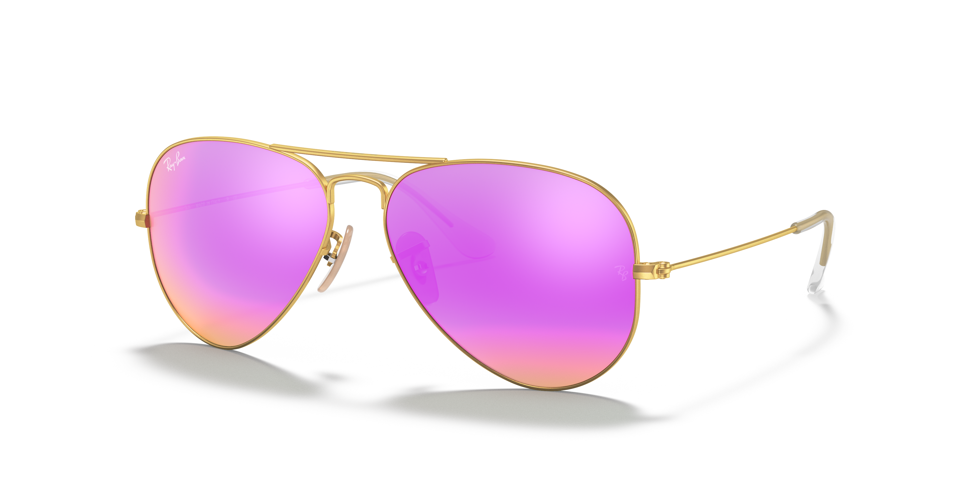 Aviator Flash Lenses Sunglasses in Gold and Cyclamen | Ray-Ban®