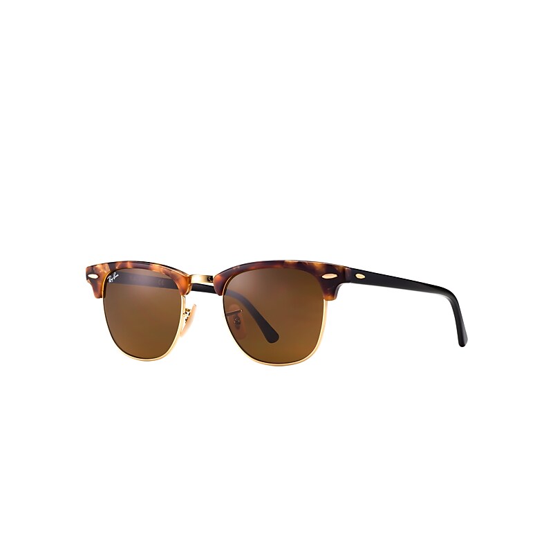 Ray-Ban Clubmaster Fleck Sunglasses Black Frame Brown Lenses 49-21