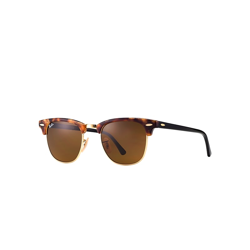 Ray-Ban Clubmaster Fleck Sunglasses Black Frame Brown Lenses 51-21