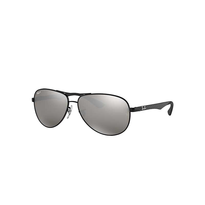 Ray-Ban Carbon Fibre Sunglasses Black Frame Grey Lenses Polarized 61-13
