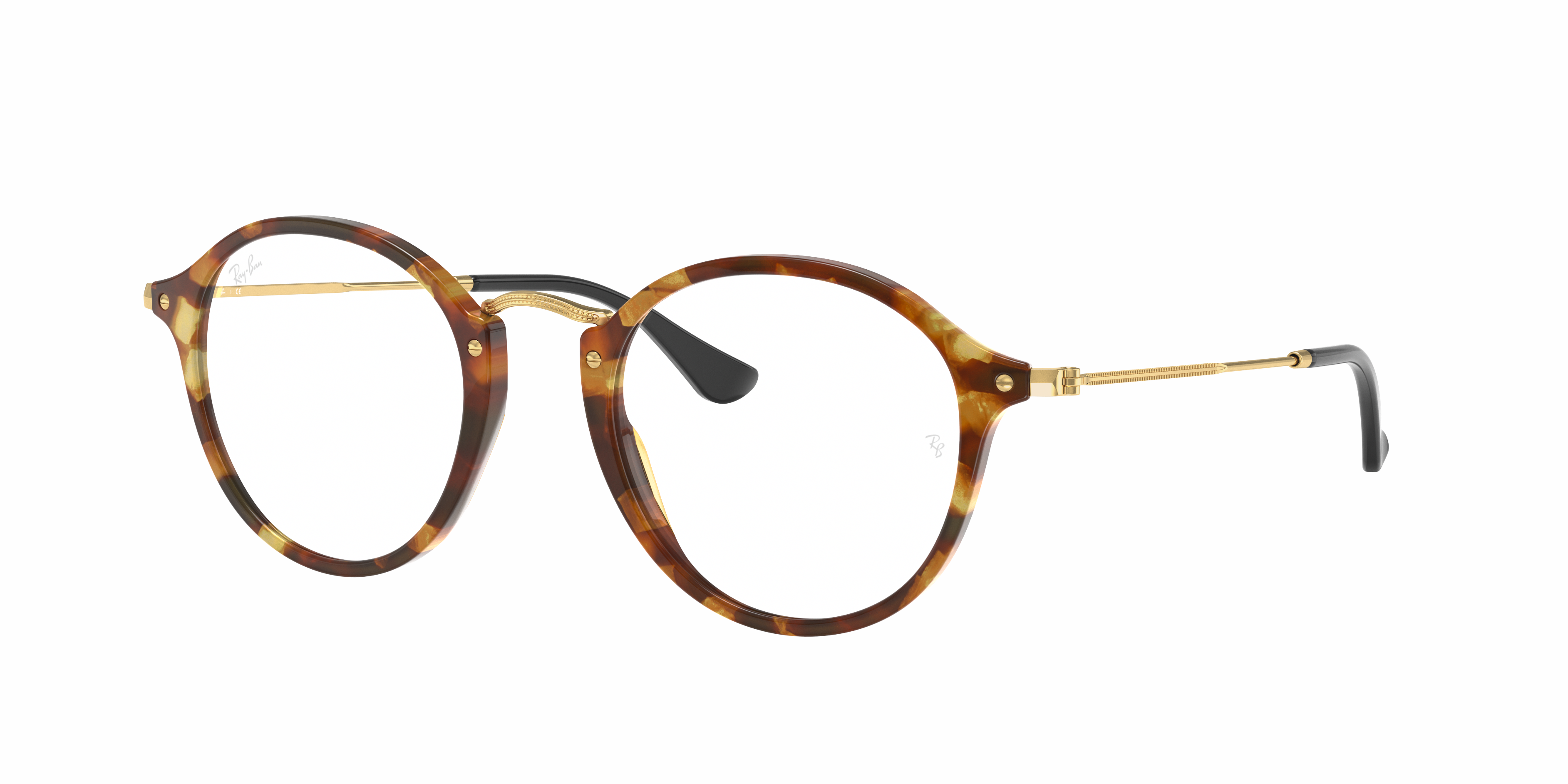 Round Fleck Optics Eyeglasses Striped Havana Frame | Ray-Ban®
