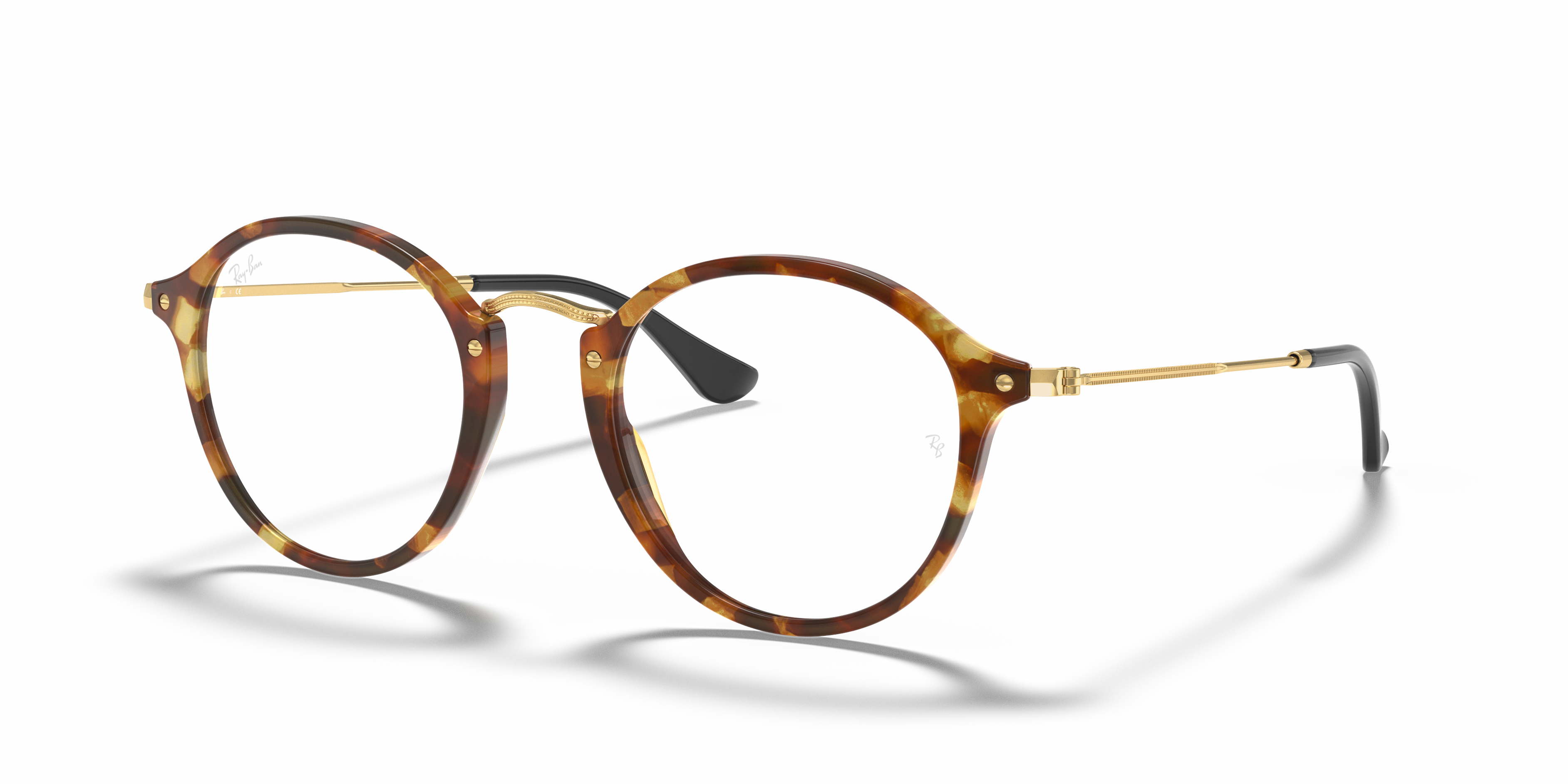 ray ban round fleck gold